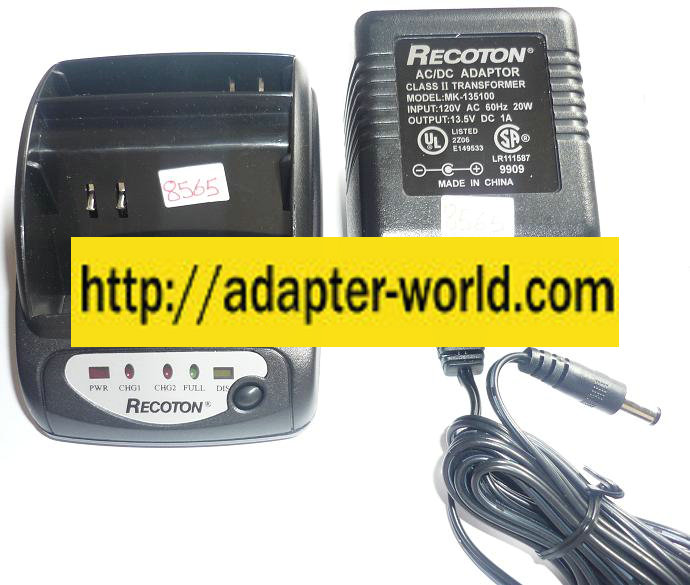 RECOTON MK-135100 AC ADAPTER 13.5VDC 1A BATTERY CHARGER NICD NIM